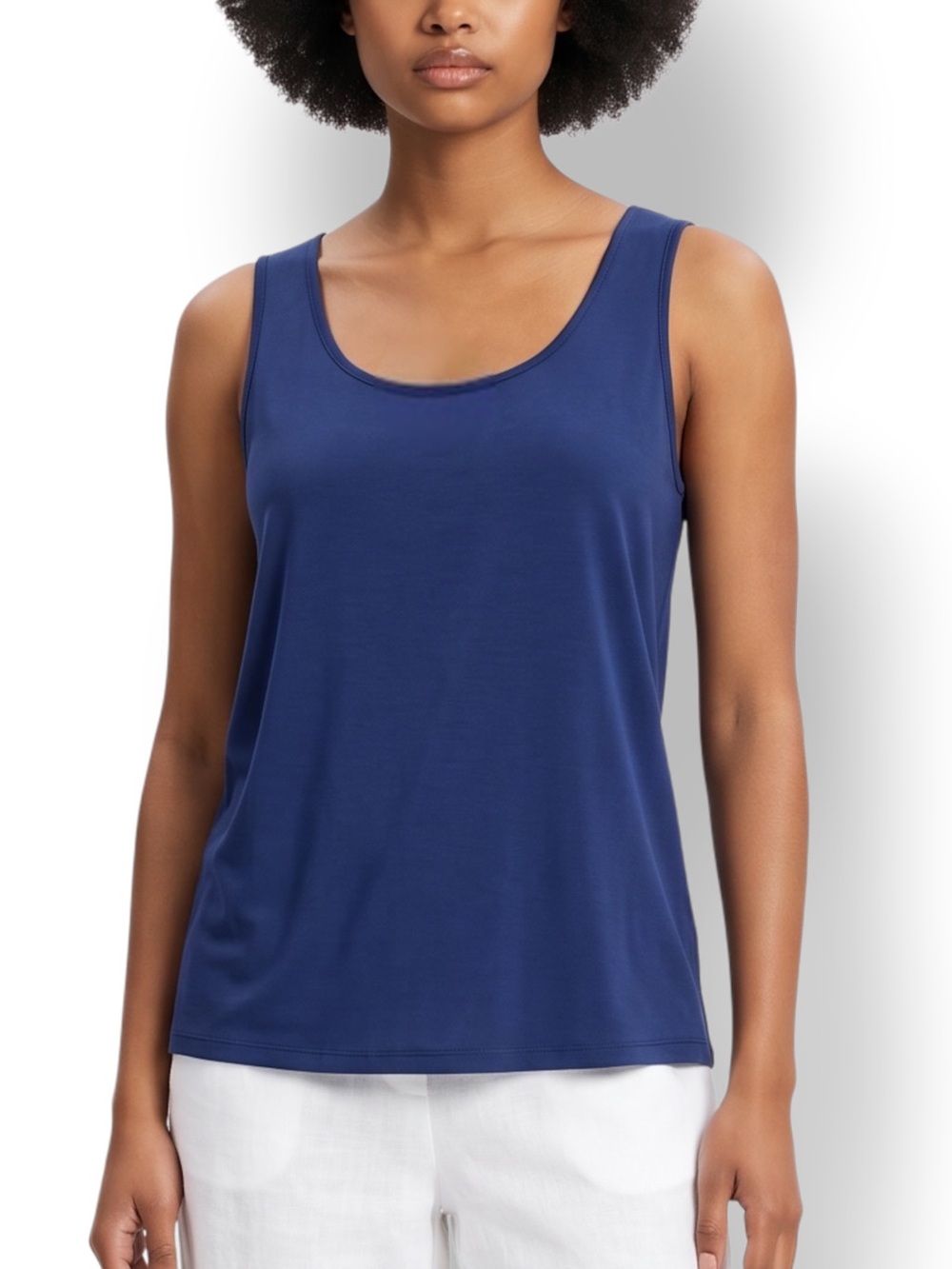 4/$20 Chico’s Size 1 Medium Cobalt Blue Sleeveless Stretch Tank Top Scoop Neck
